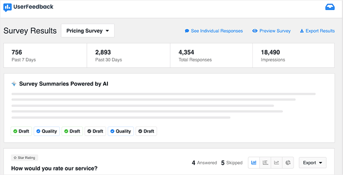 AI survey summaries
