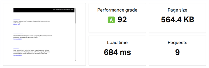 AWS speed test result