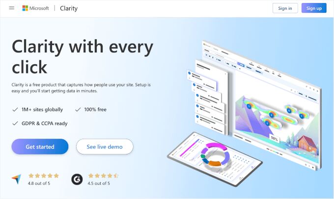 Microsoft Clarity's website