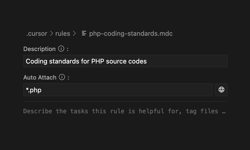 Creating new AI rule in Cursor settings