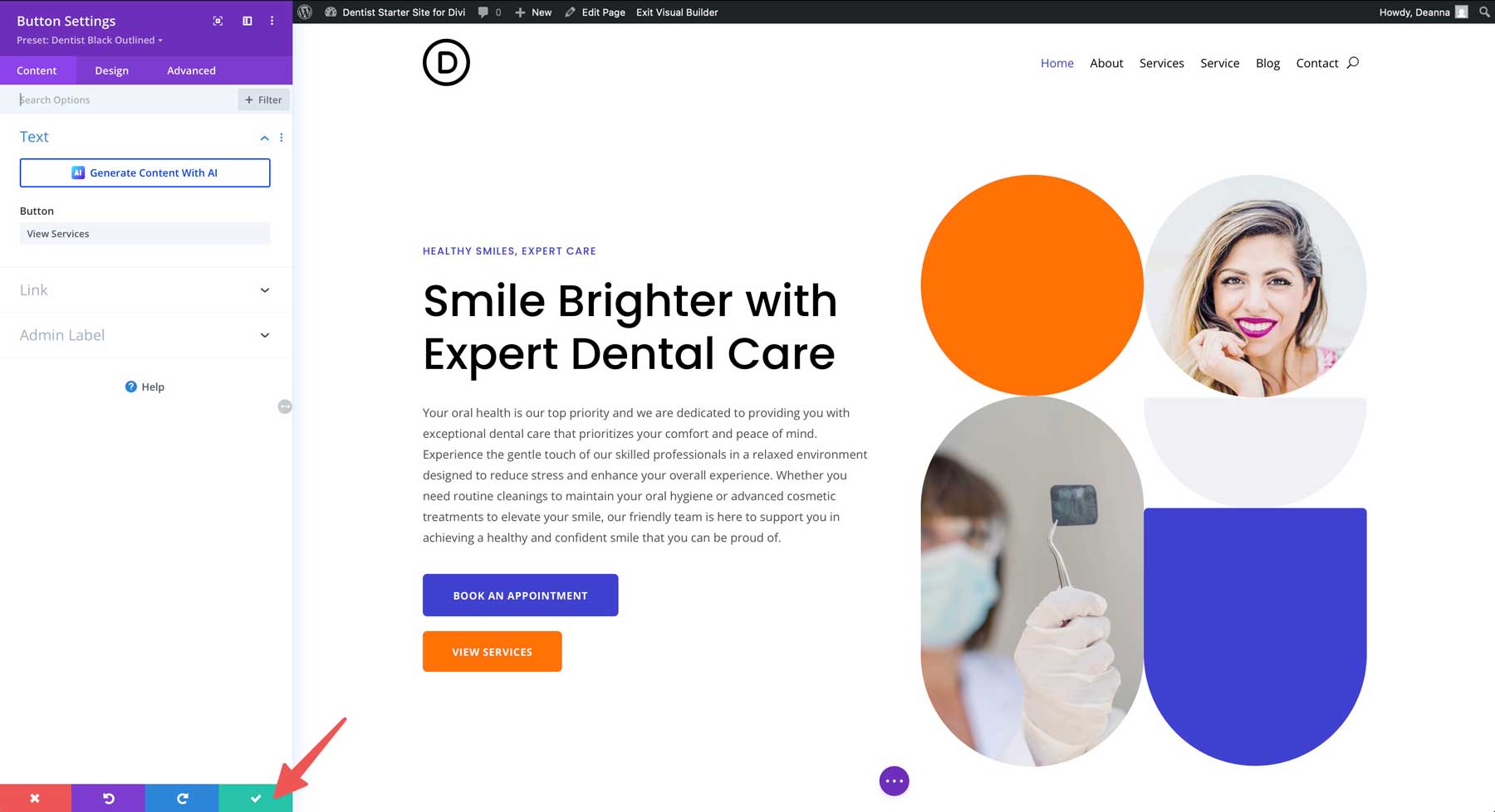 Dentist starter site for Divi