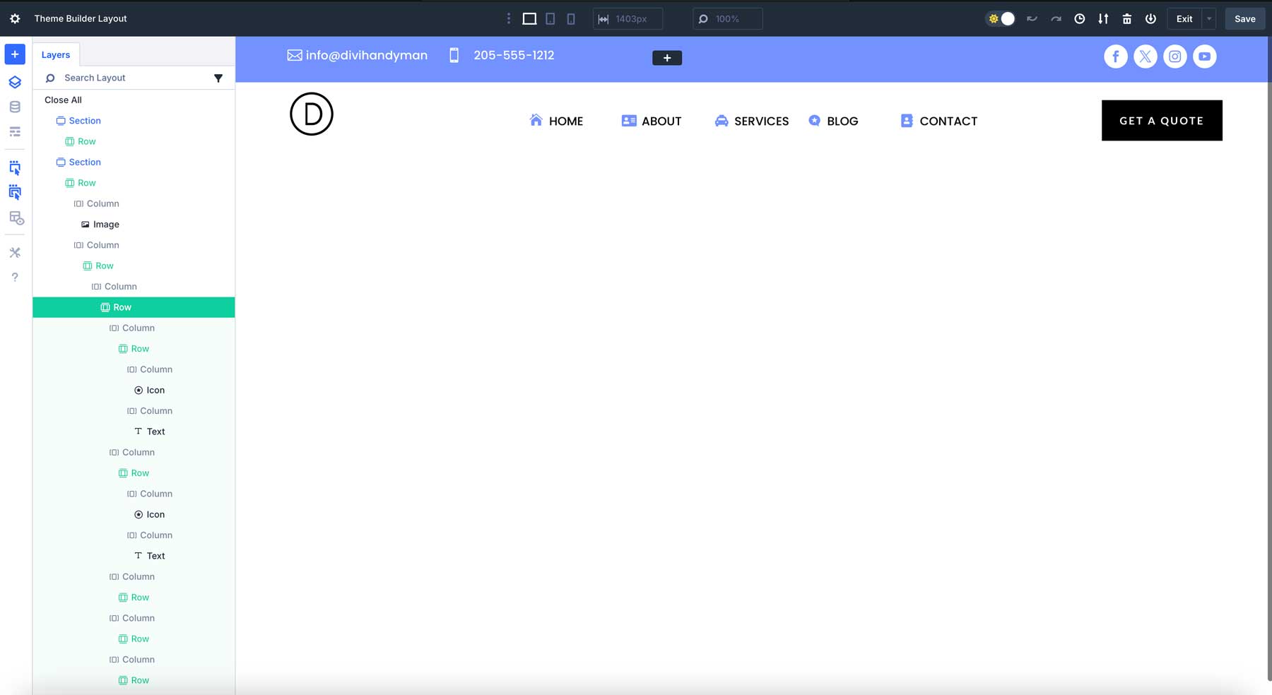 nested rows in Divi 5
