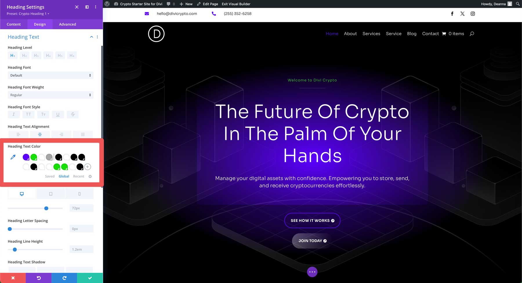 crypto starter site for Divi