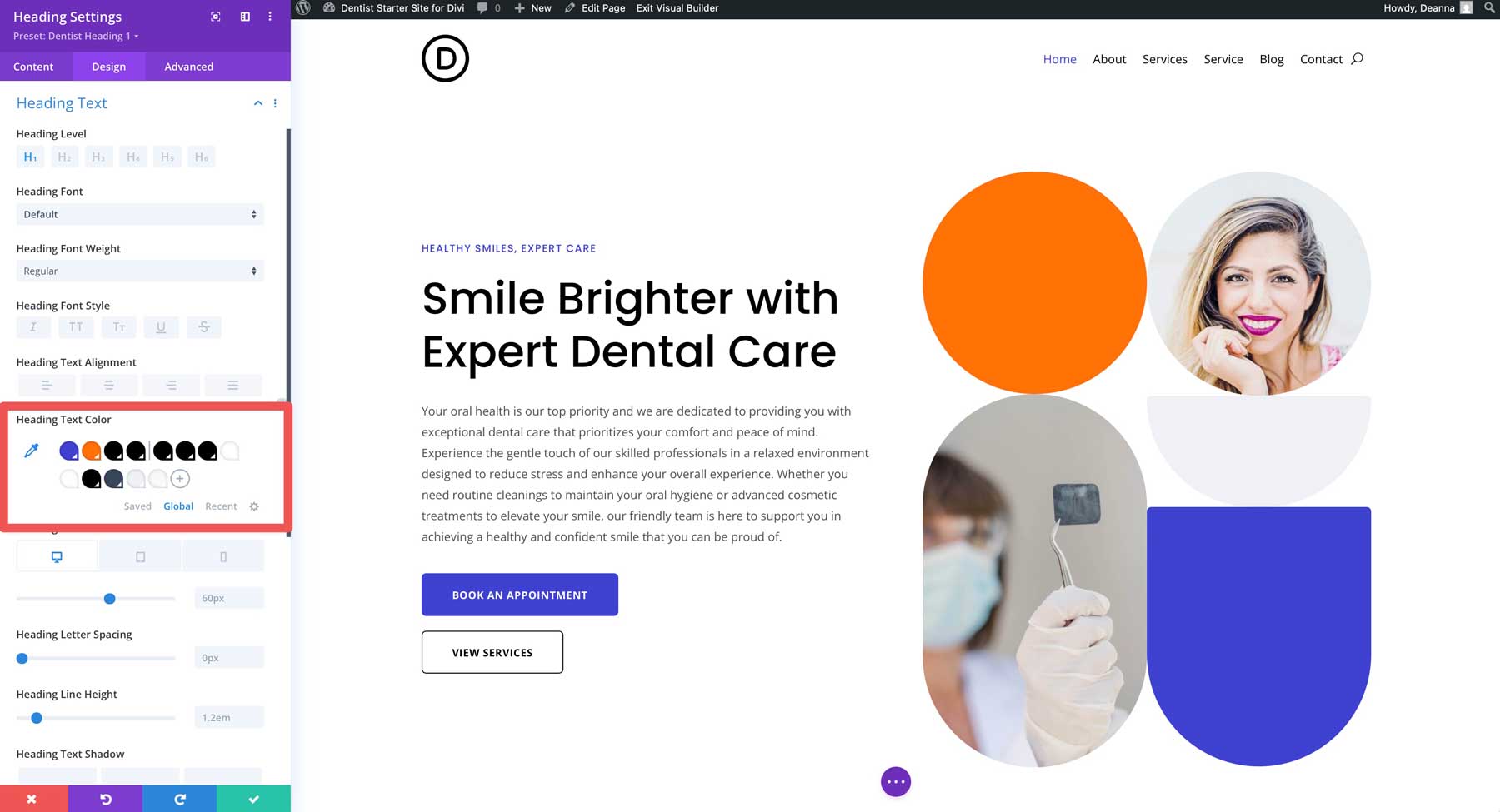 Dentist starter site for Divi