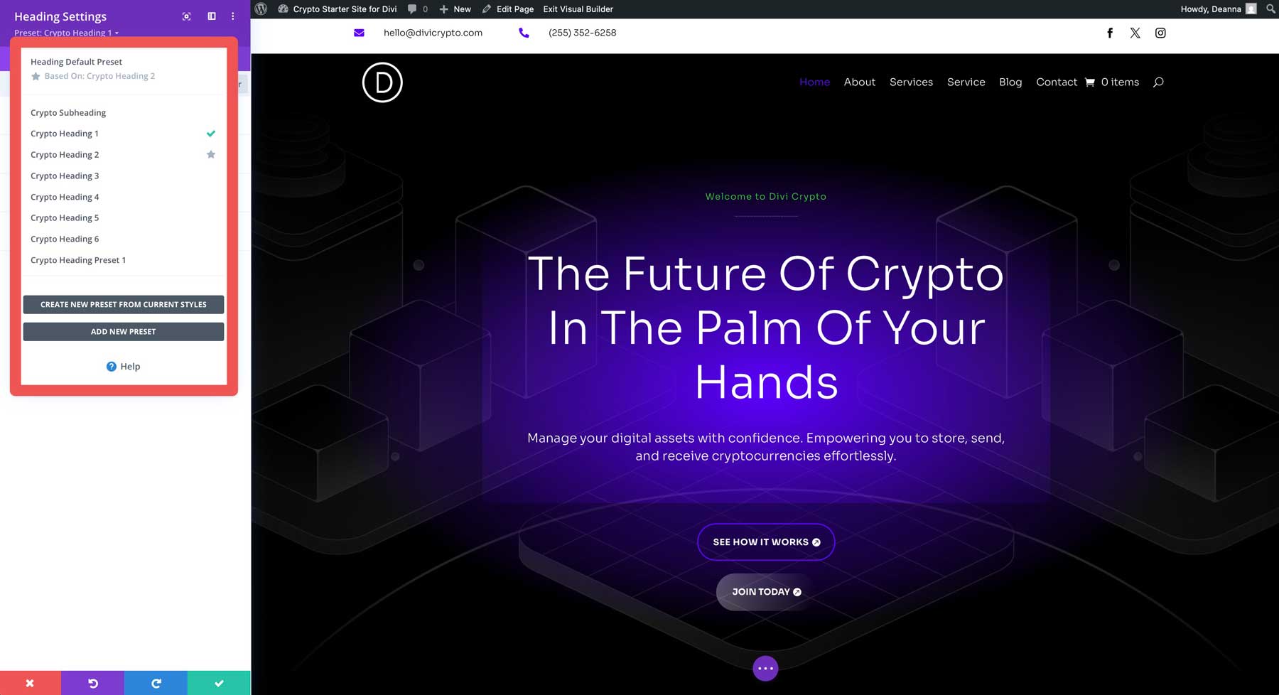 crypto starter site for Divi