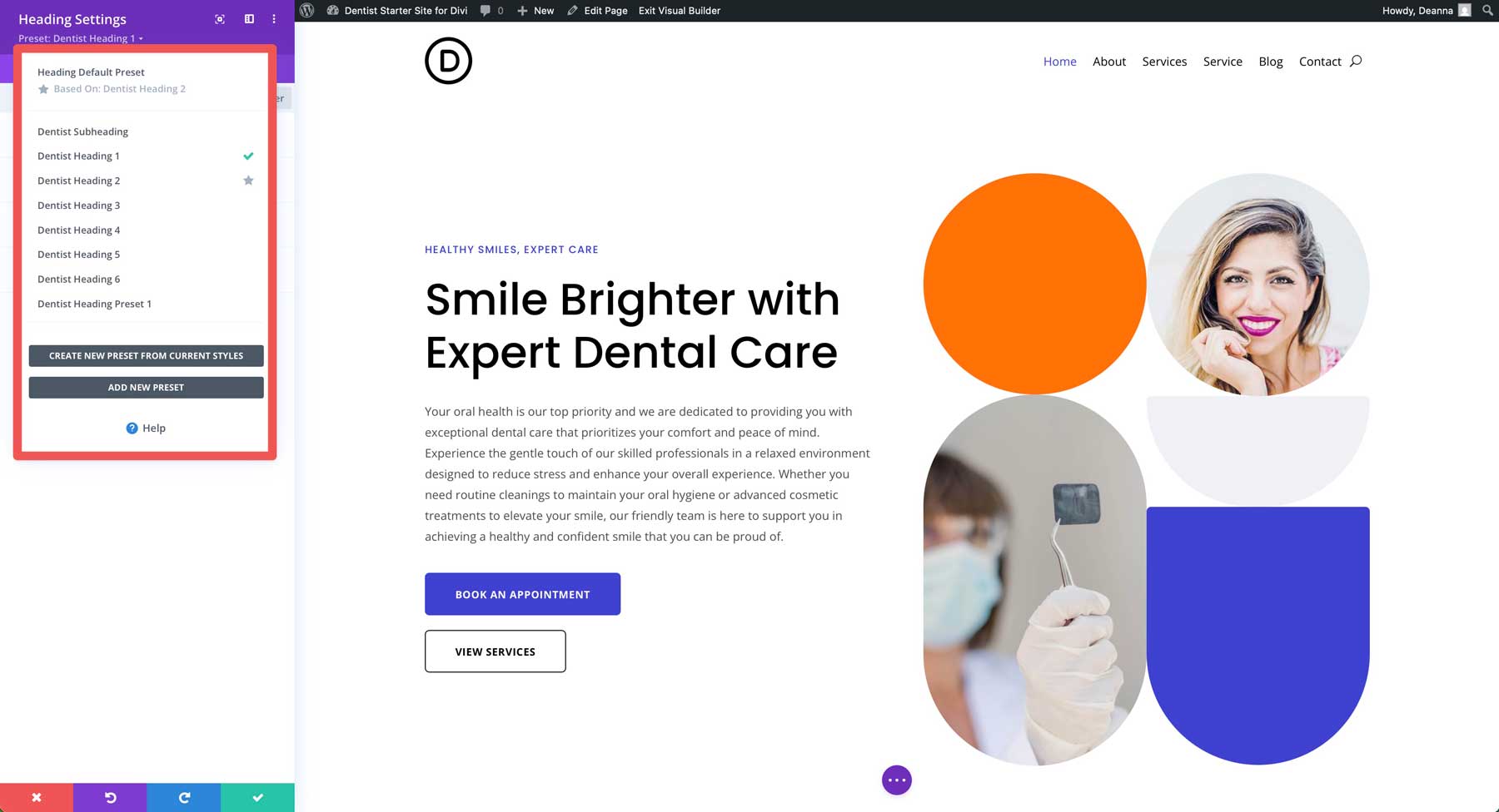 Dentist starter site for Divi
