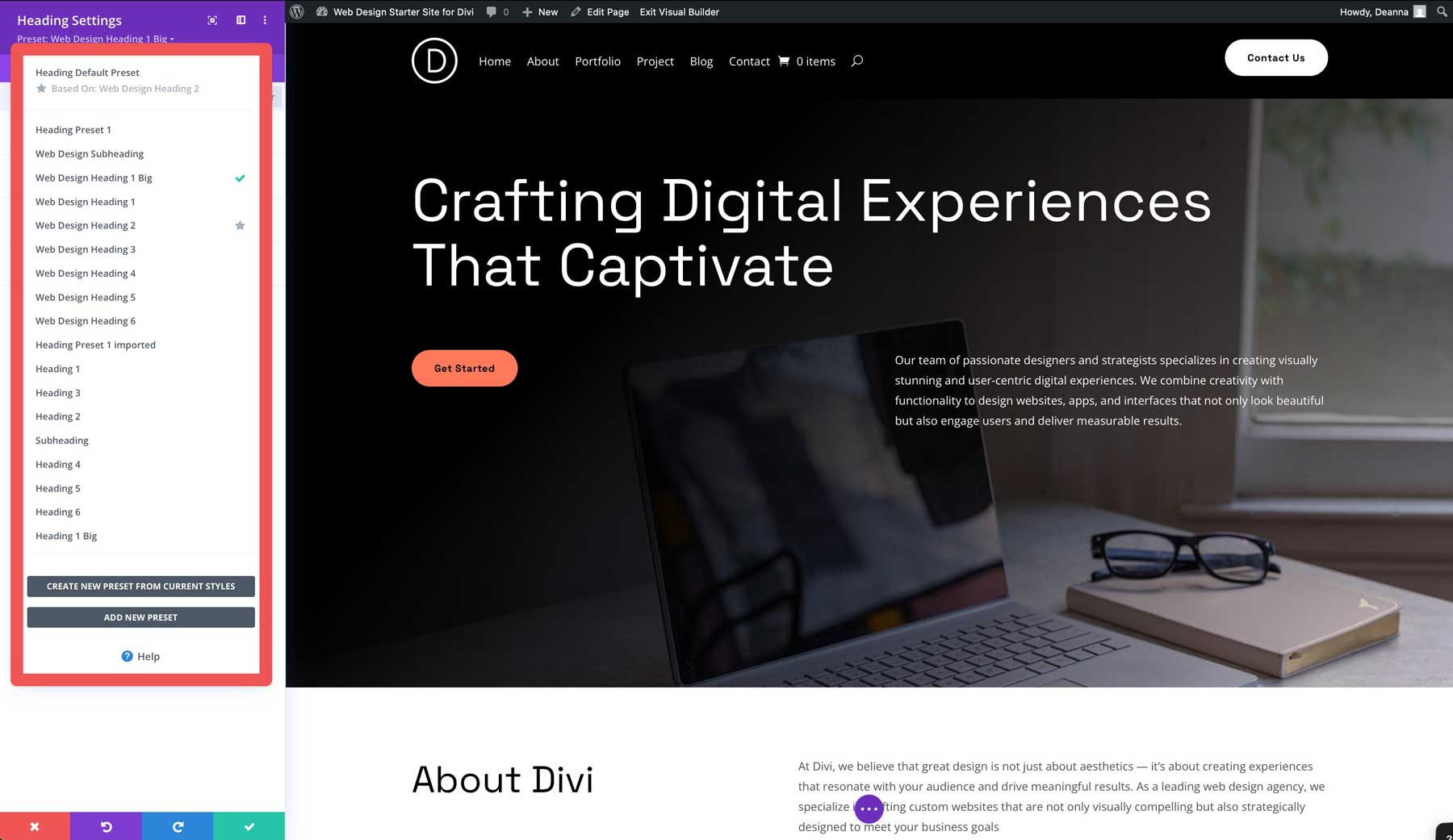 Web Design starter site for Divi