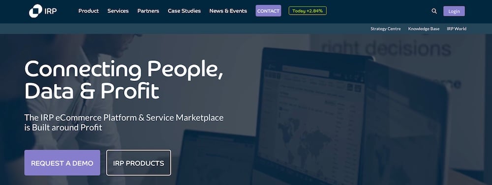 A screenshot of the IRP Commerce website.