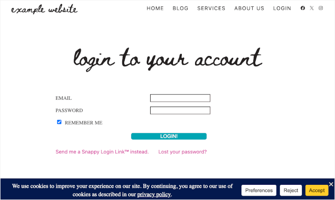 New cookie banner with privacy policy linked