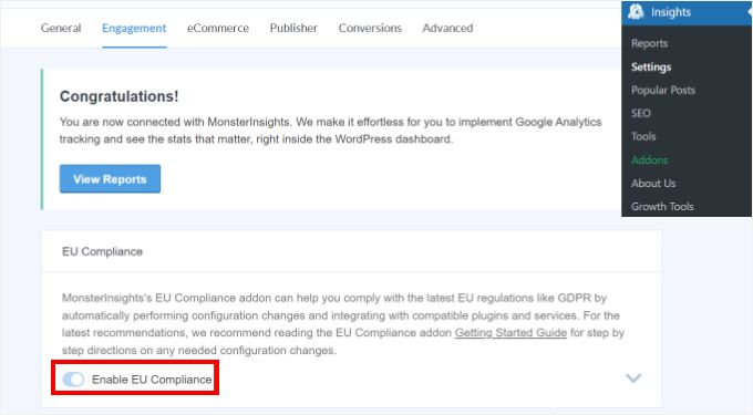 Enabling EU Compliance in MonsterInsights