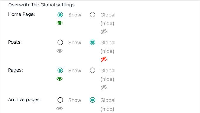 Overwriting global live chat settings