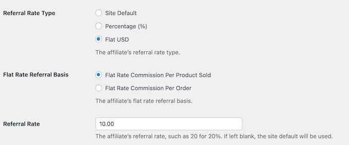 Overriding the referral rate for individual affiliates Overriding the referral rate for individual affiliates
