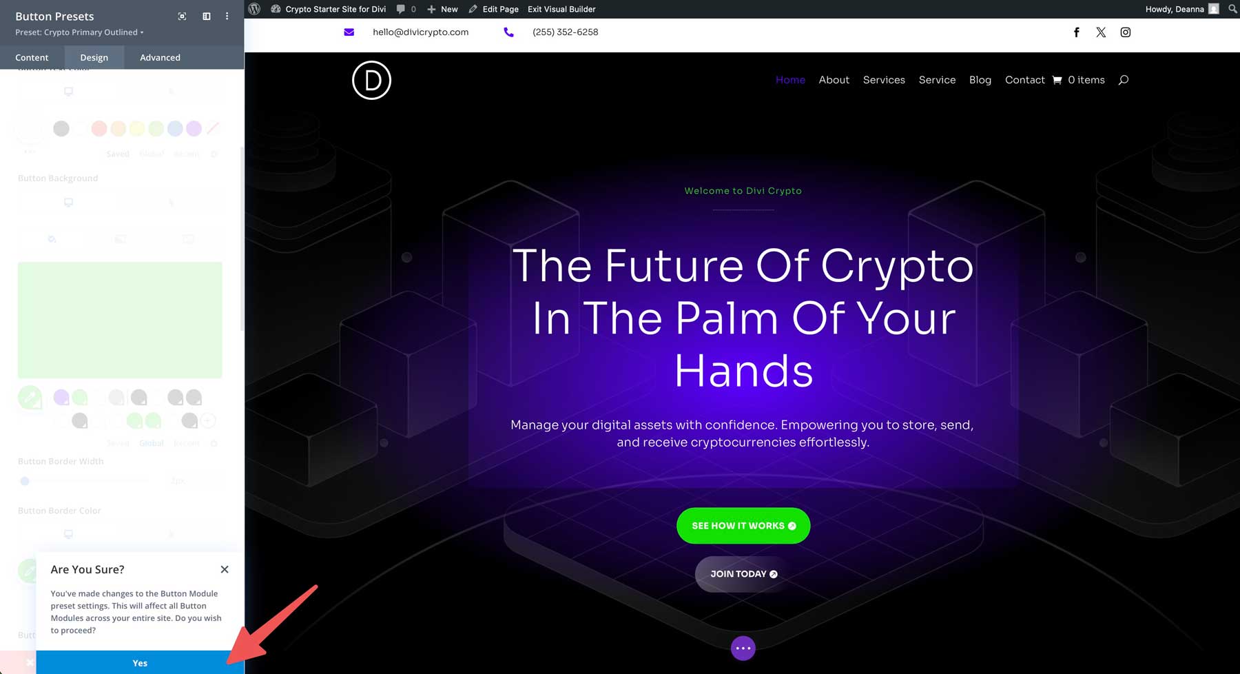 crypto starter site for Divi