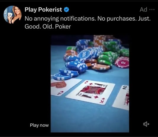 Screenshot of Pokerist's X ad