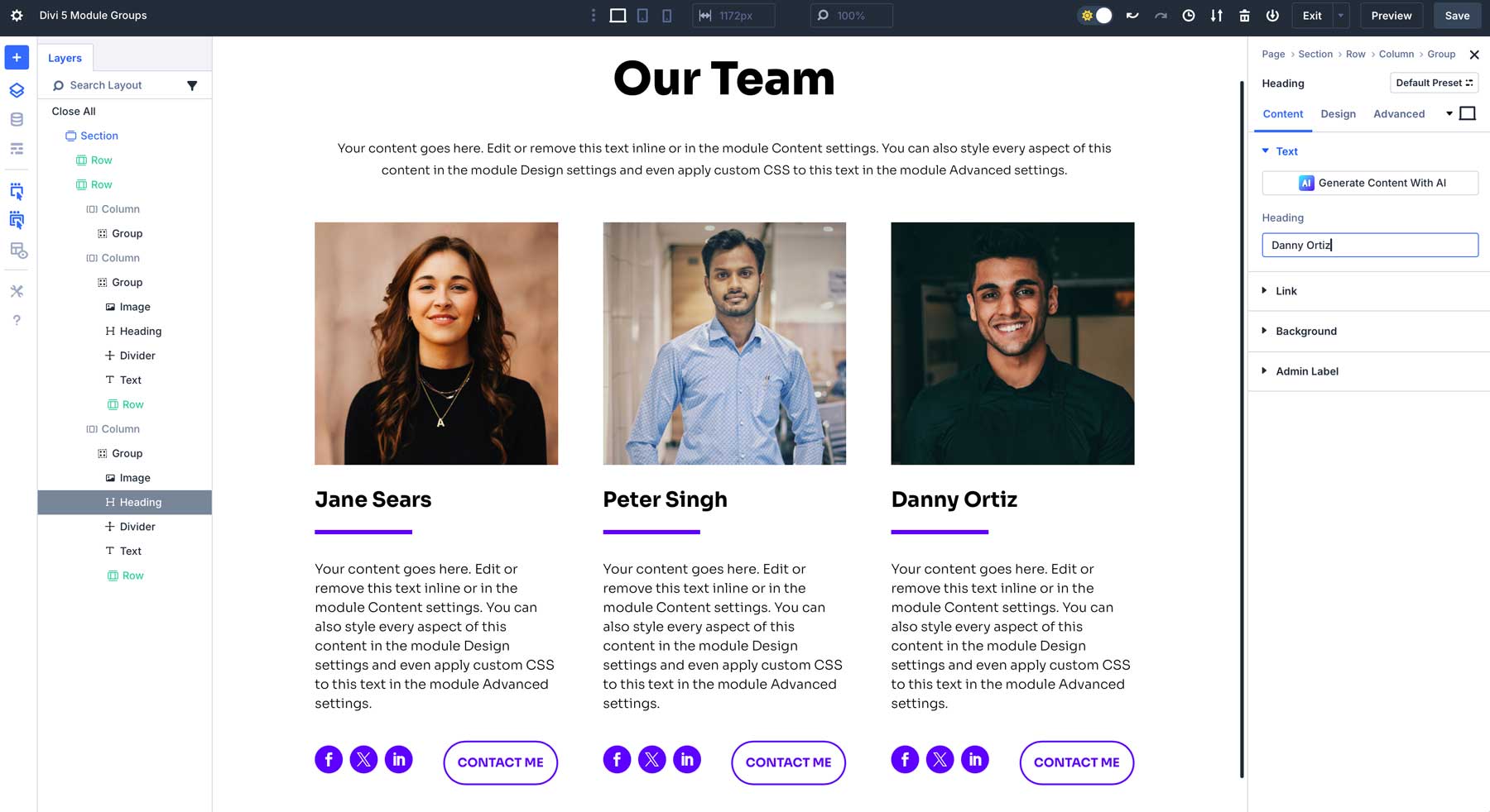 Module Groups in Divi 5