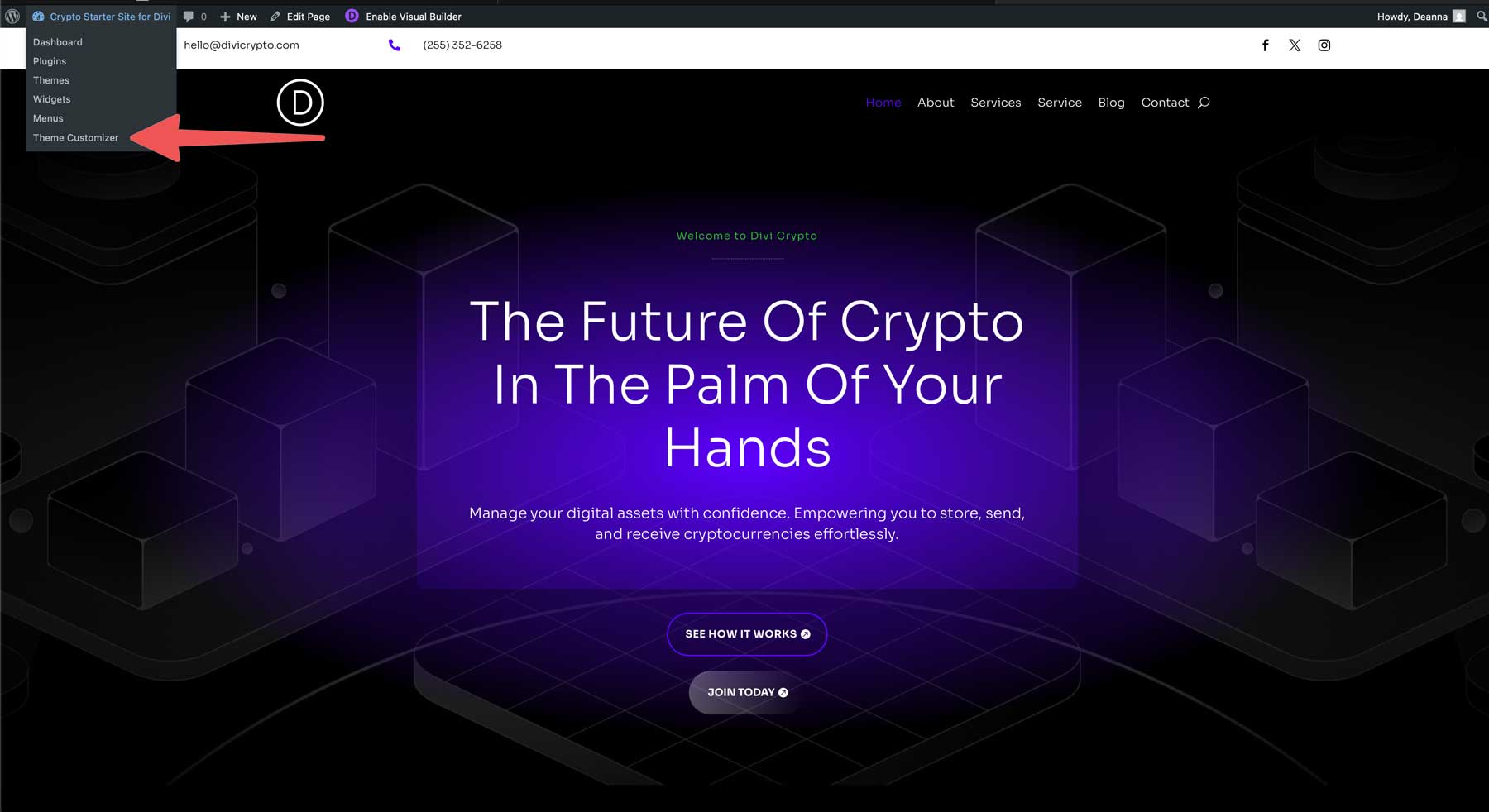 crypto starter site for Divi