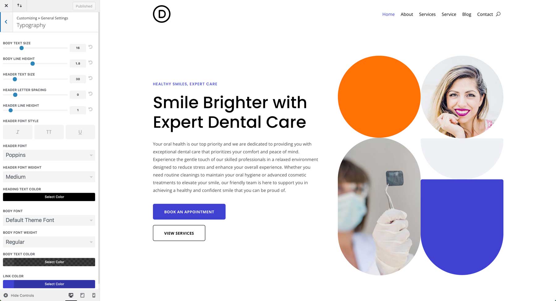 Dentist starter site for Divi