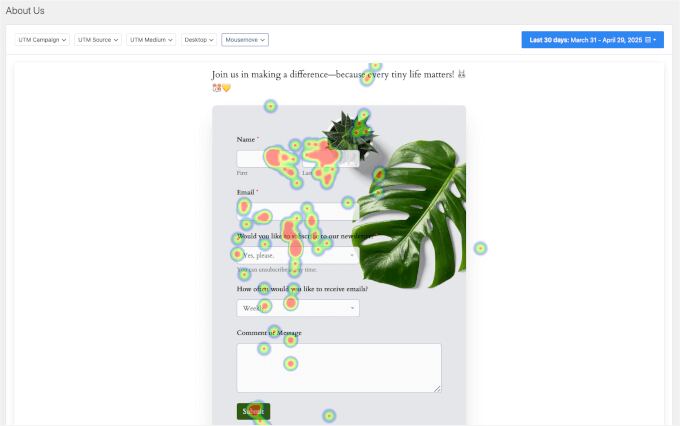 UserFeedback's heatmaps