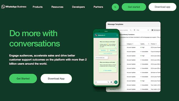 The WhatsApp Business website