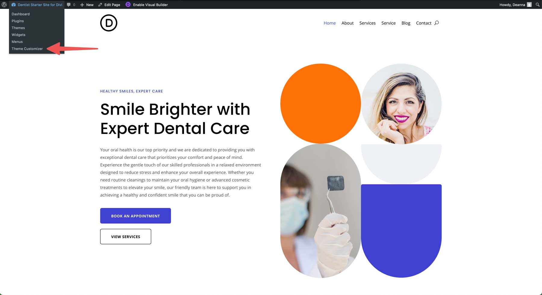 Dentist starter site for Divi