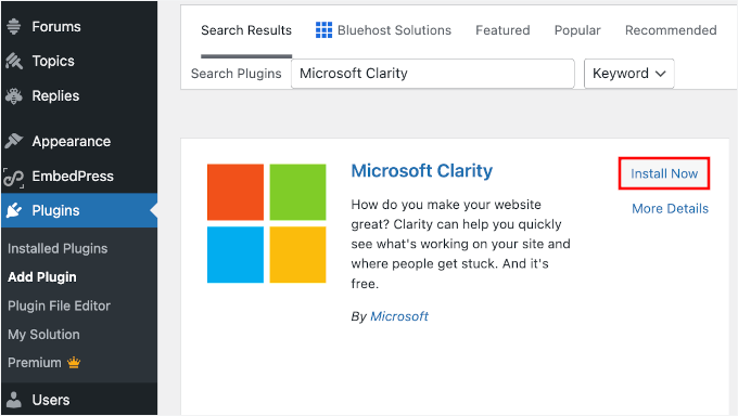 Installing Microsoft Clarity plugin