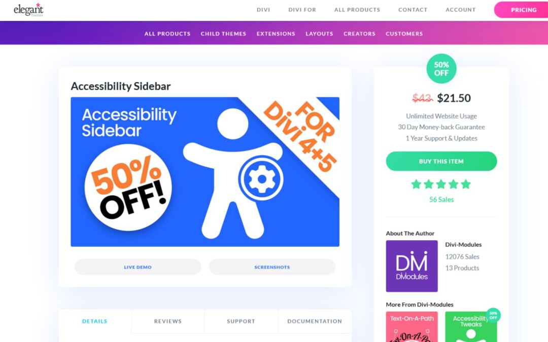 Trying out Accessibility Sidebar With Divi 5
