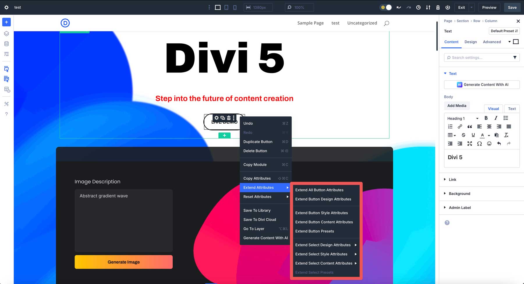 Extend Attributes options in Divi 5