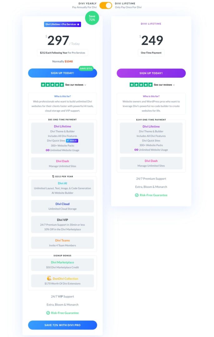 divi lifetime pricing plans