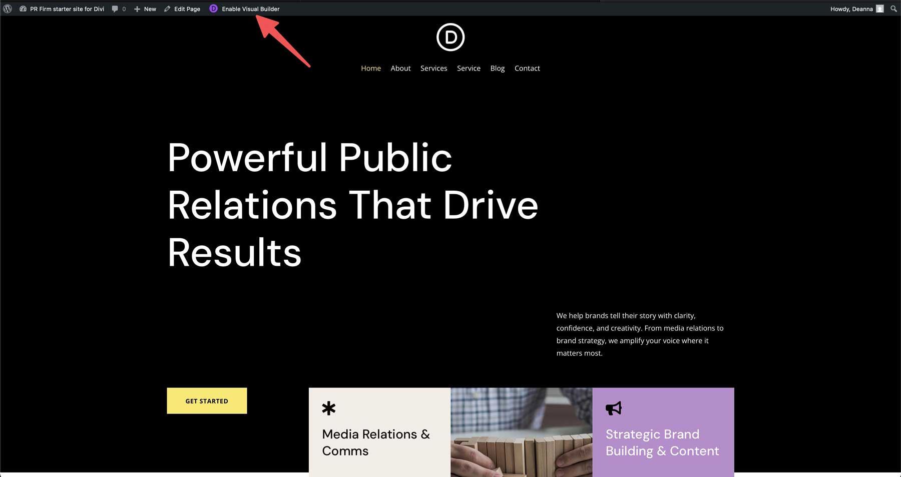 PR Firm starter site for Divi