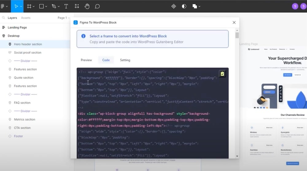 Generating code in Figma to WordPress Block plugin 