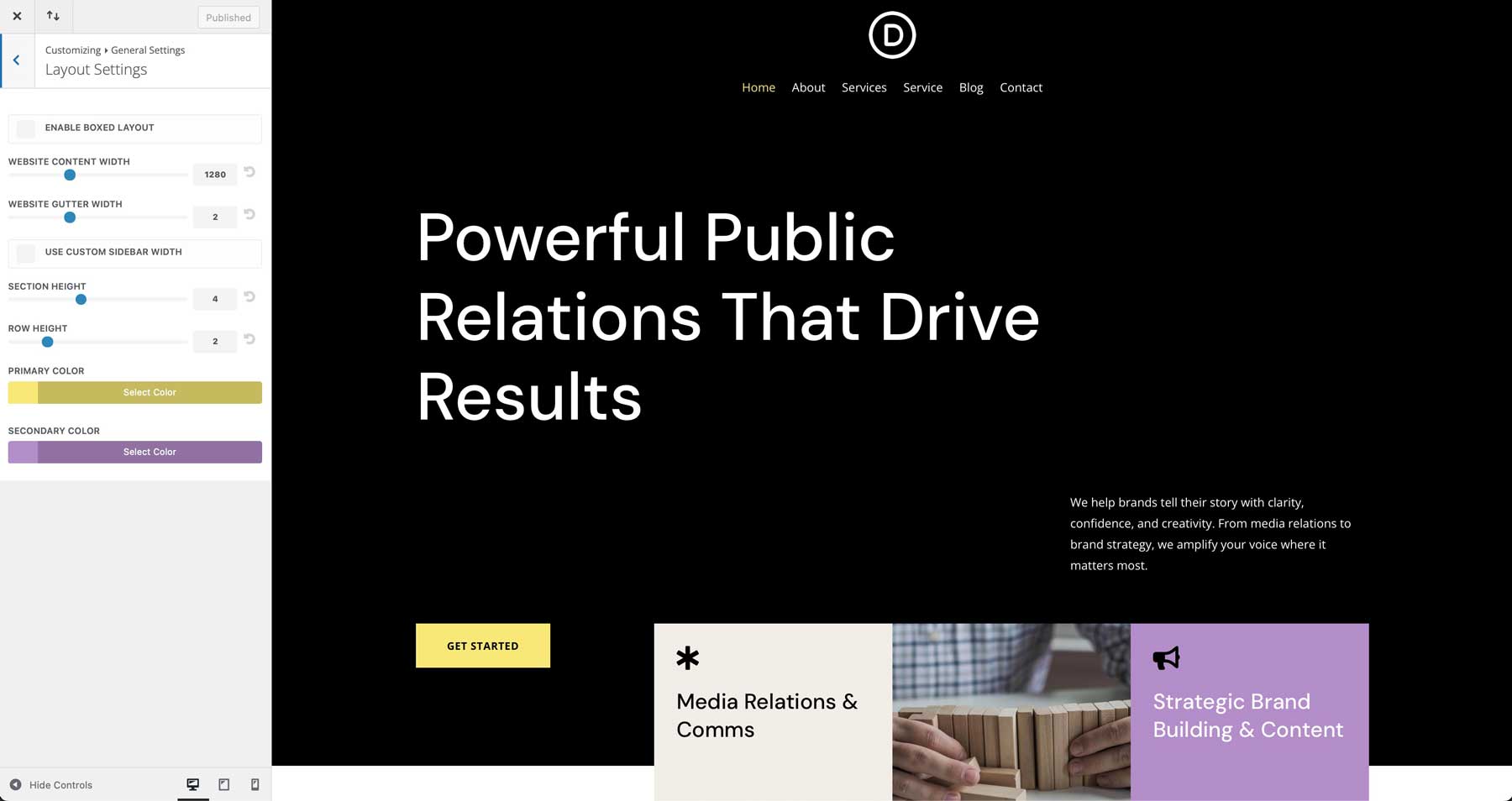 PR Firm starter site for Divi