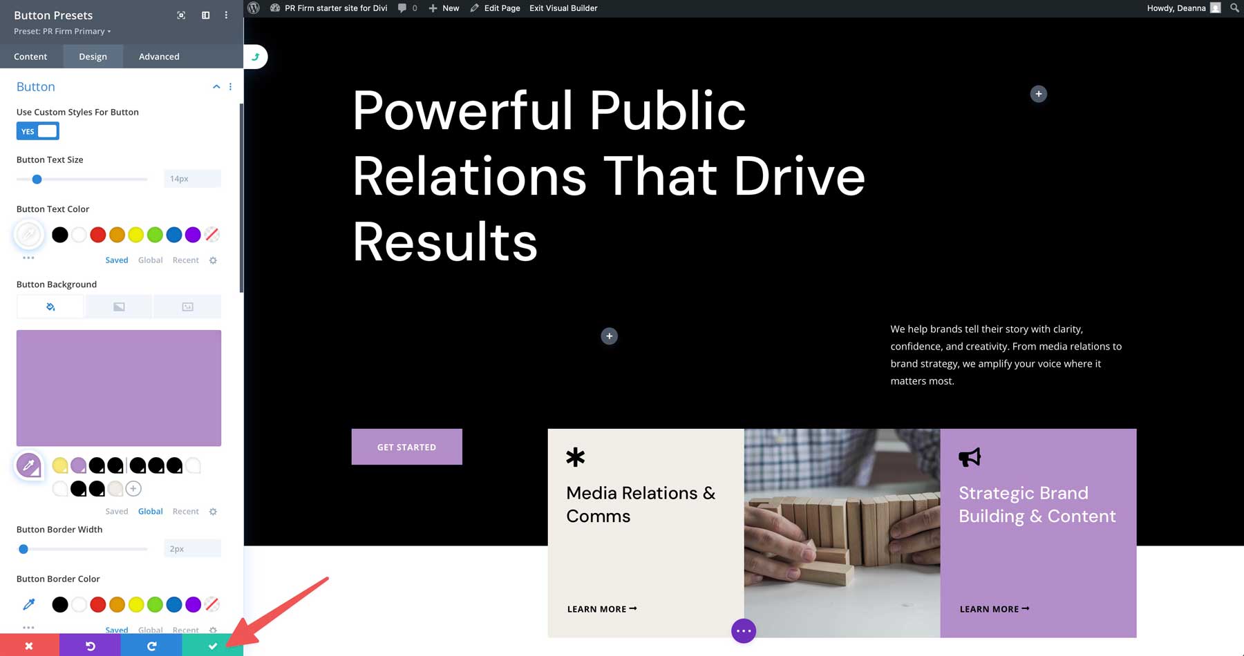PR Firm starter site for Divi