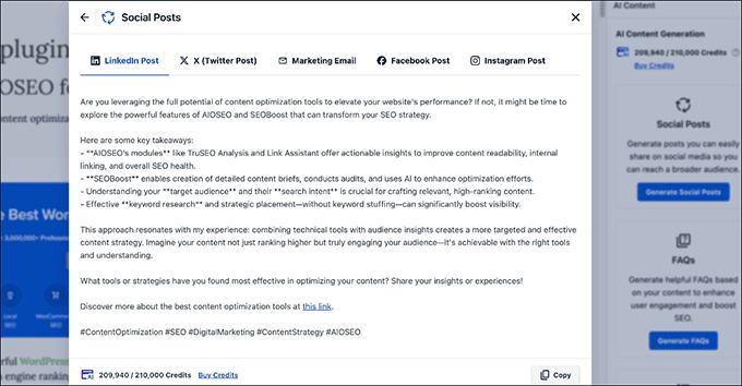 Easily generate social media posts in WordPress using AI