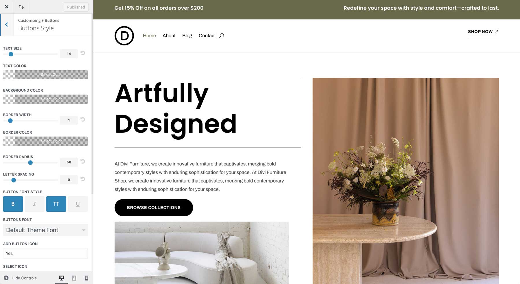 furniture starter site for Divi