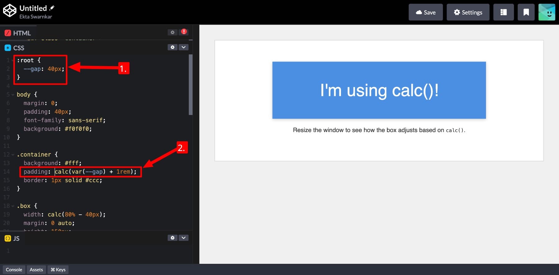 css variables in calc