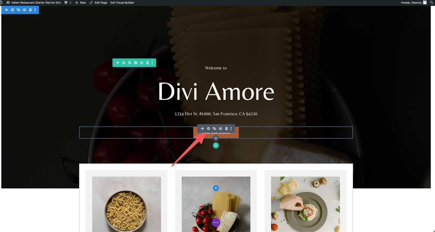 Italian Restaurant starter site for Divi
