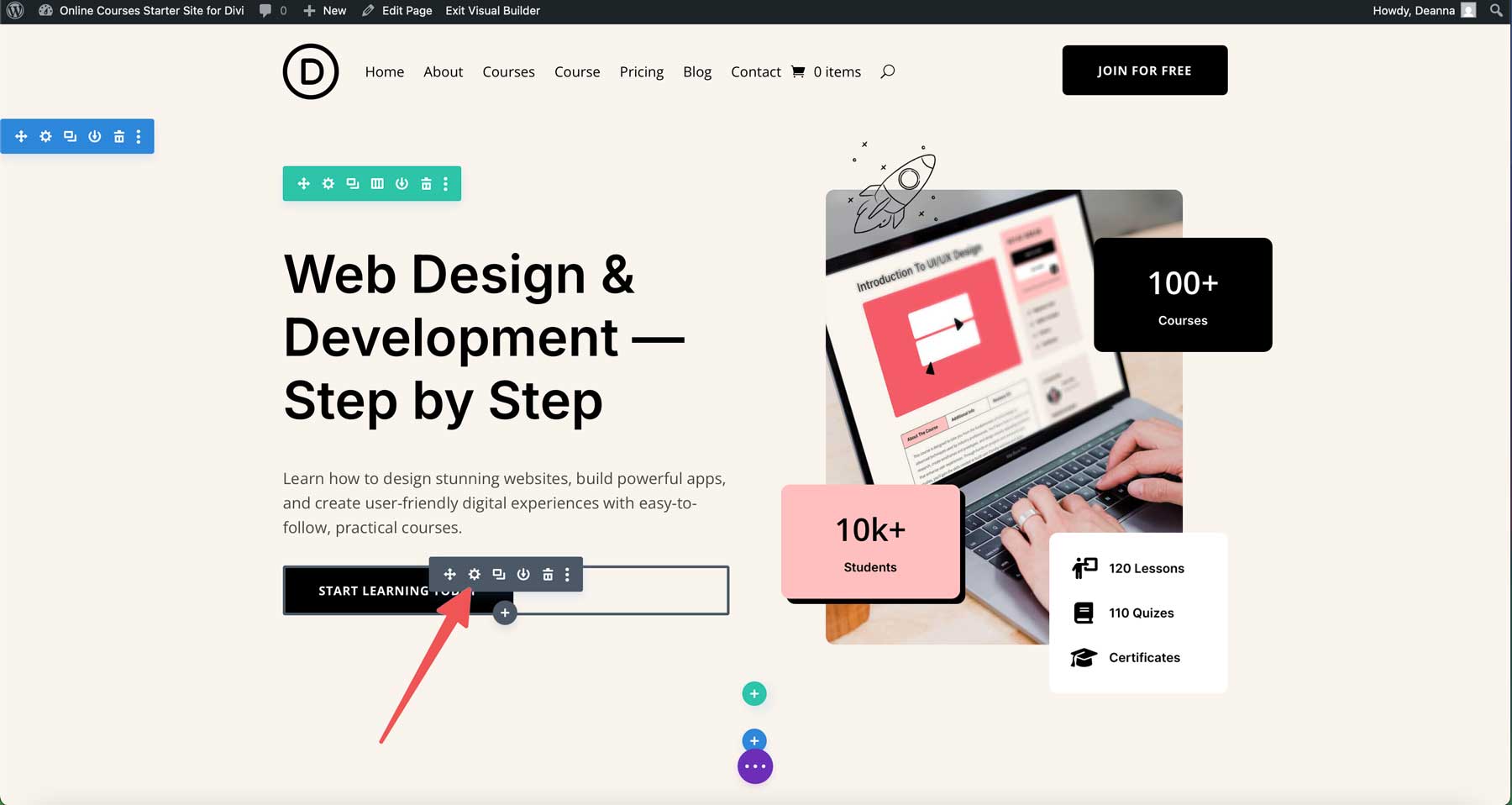 online courses starter site for Divi