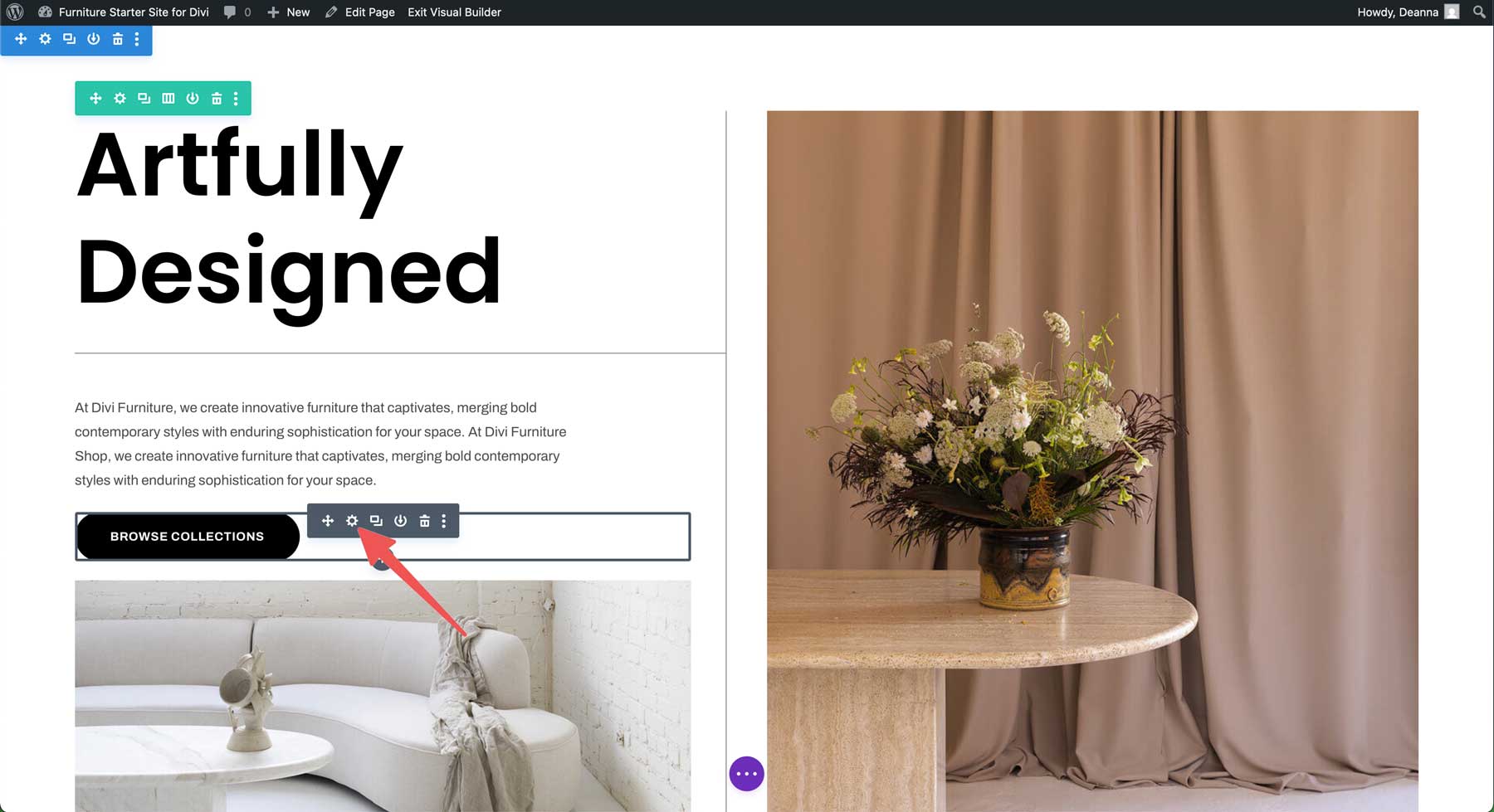 furniture starter site for Divi