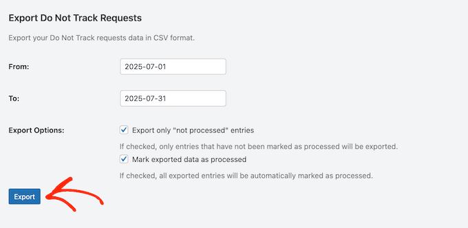 Exporting your compliance log as a spreadsheet