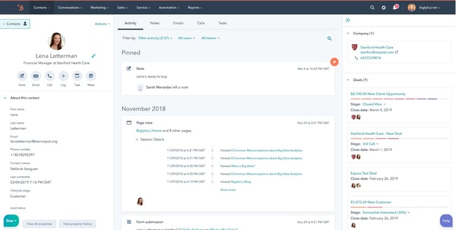 a screenshot of the hubspot crm user interface
