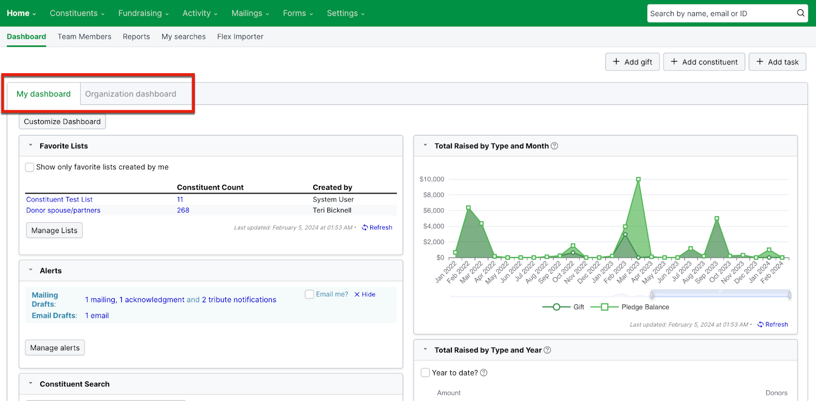 a screenshot of the little green light crm user interface