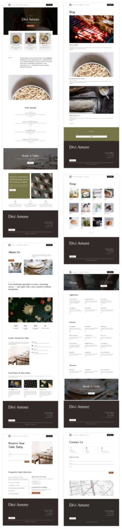 Italian Restaurant starter site for Divi