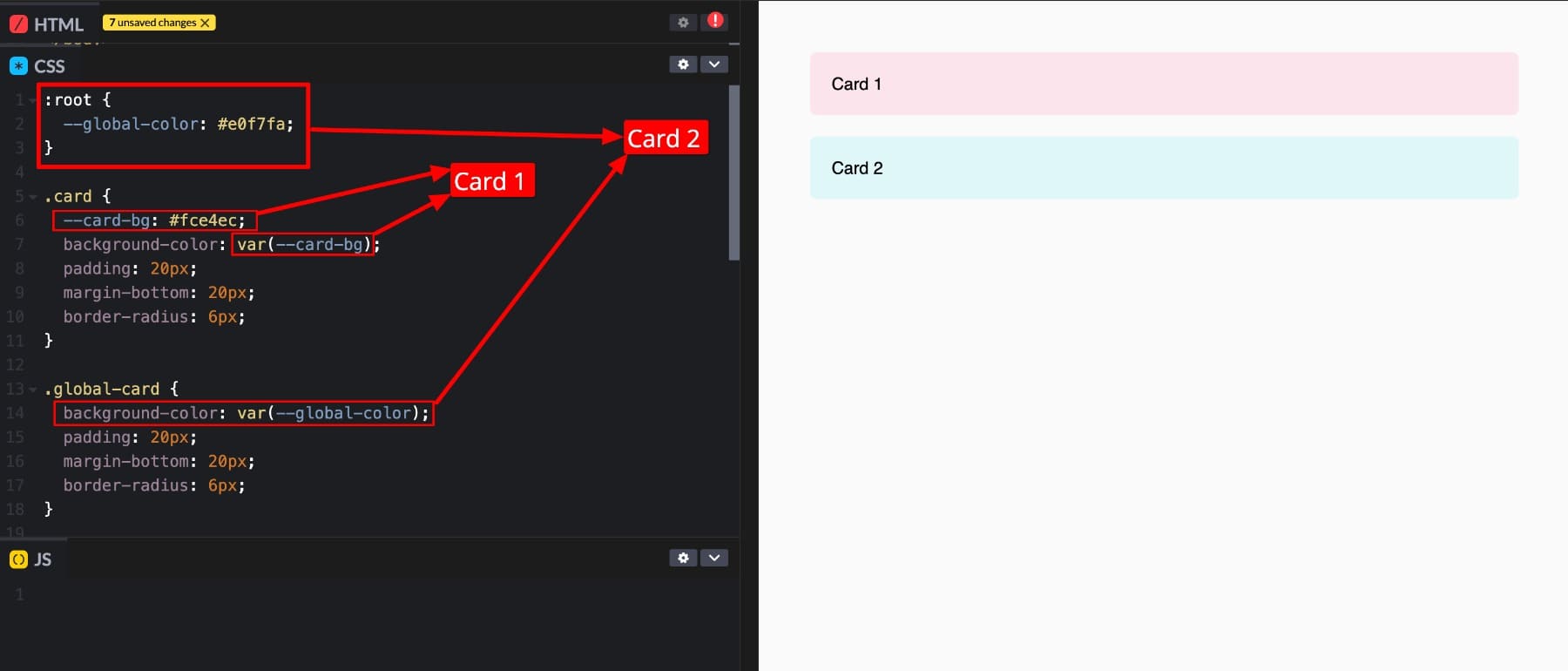 locally declared CSS variable