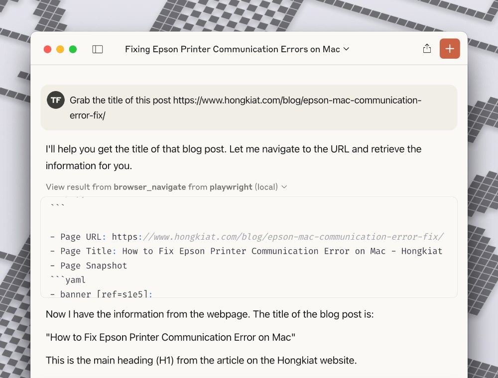 Claude retrieving webpage title