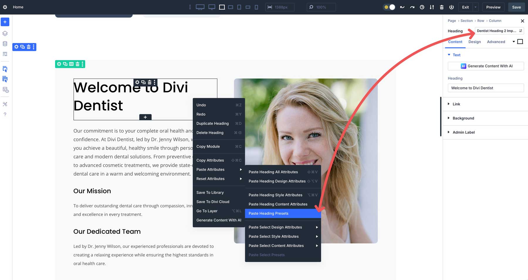 paste presets in Divi 5