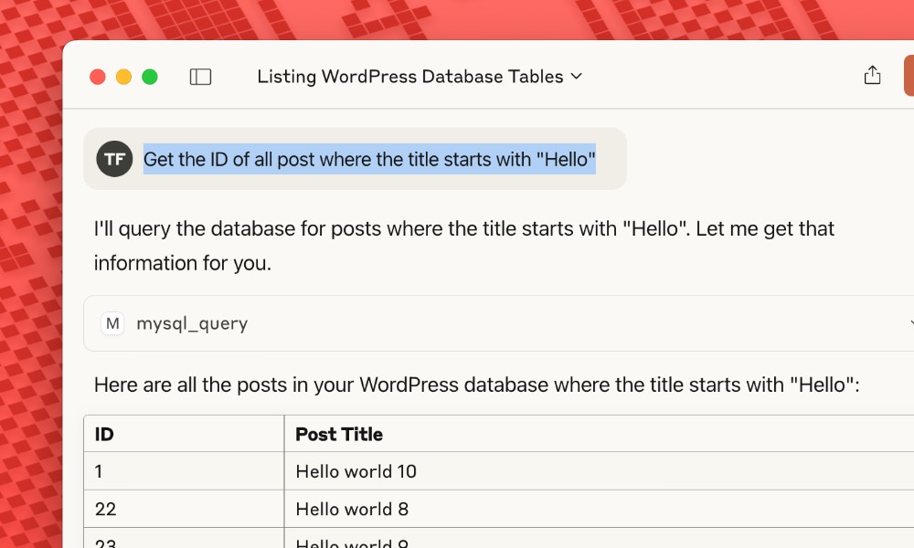 MySQL MCP post search results