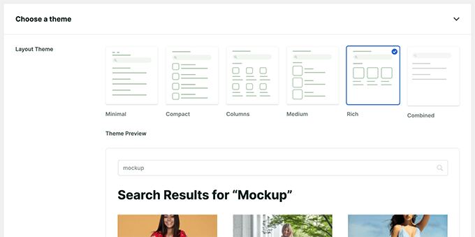 Search results templates