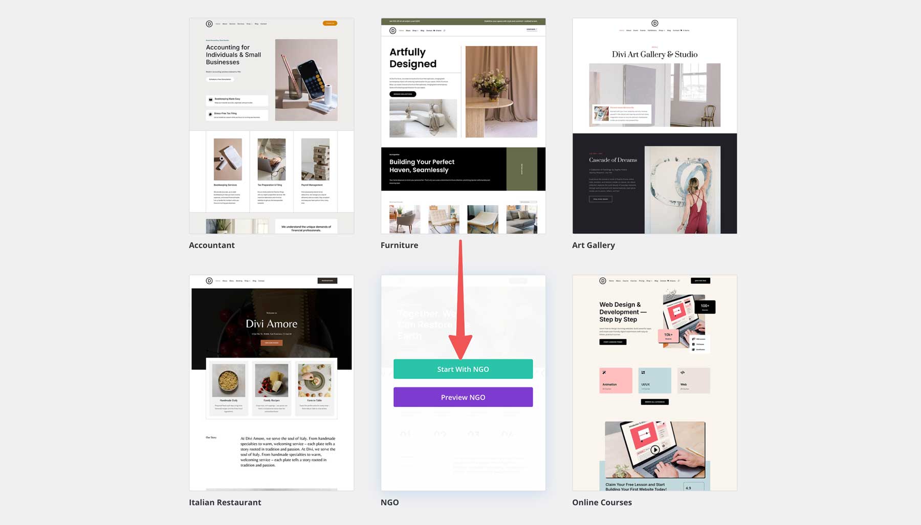 NGO starter site for Divi
