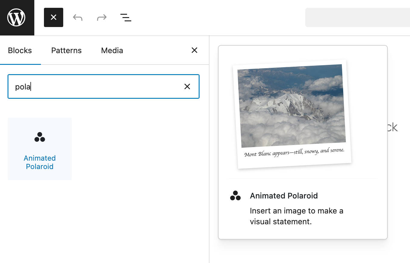 A block variation in the block inserter