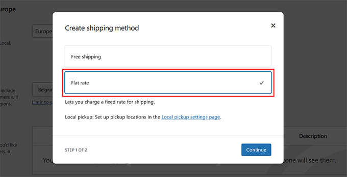 Choose the Flat Rate option